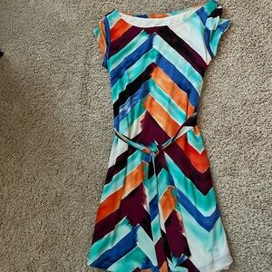 Renee C. Colorful Chevron Mini Dress